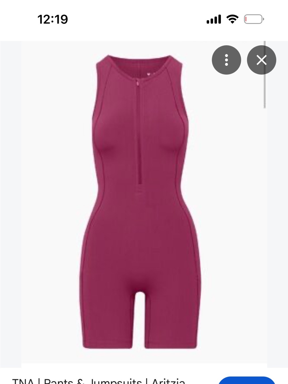 TNA Sleeveless Plum Zip-Front Performance Jumpsuit